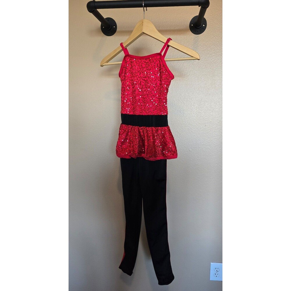 Weissman child‎ size medium one piece dance costume with red sequins